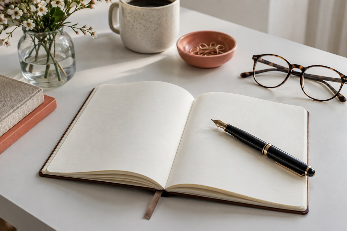 Notebook and pen ready to capture professional achievements